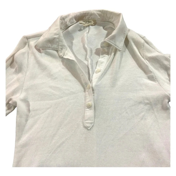 Rag & Bone Essential Rob Pullover Top Ribbed Sz M White Organic Cotton - Picture 7 of 8